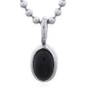 Wholesale Striking Black Agate Oval Bezel Silver Pendant