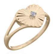 Wholesale Elegant Gold Plated Heart Shaped Sterling Silver Ring With C