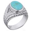 Elegant Turkish Design Green Stone Oval Thumb Ring In Sterli