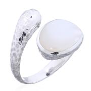 Wholesale Artistic Water Drop MOP Hammered Sterling Silver Ring
