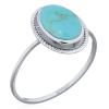 Elegant Rope Edge Oval Green Stone Silver Ring