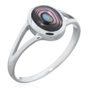 Wholesale Radiant Bezel Abalone Shell Silver Split Shank Ring