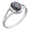 Radiant Bezel Abalone Shell Silver Split Shank Ring