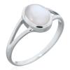 Radiant Bezel Mother Of Pearl Silver Split Shank Ring