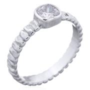 Wholesale Edgy Textured Shank Silver CZ Bezel Set Ring