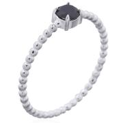 Wholesale Chic Black CZ Circle Bead Ring In Sterling Silver