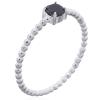 Chic Black CZ Circle Bead Ring In Sterling Silver