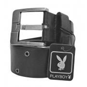 Wholesale Joblot Of 10 Playboy Cut-Out Silver Buckle Belts Black Unisex PM0115-BLK