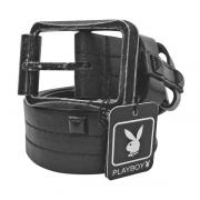 Wholesale Joblot Of 10 Playboy Black Buckle Square Studded Belts Unisex PM0111-BLK