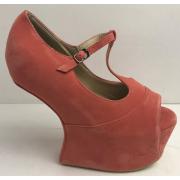 Wholesale One Off Joblot Of 9 KOI Couture Coral Suede PU Platform Heel Sizes 4-6