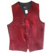 Wholesale One Off Joblot Of 11 Boys Burgundy Two-Tone Layered Waistcoats With Accessories