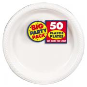 Wholesale One Off Joblot Of 24 Amscan White Plastic Plates In 2 Sizes (Pack Of 50)