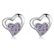 Wholesale One Off Joblot Of 11 MBLife 925 Sterling Silver Purple Heart Earrings