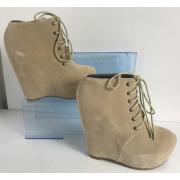 Wholesale One Off Joblot Of 11 Truffle Ladies Wedge Heel Boots Stone Suede PU 3-8