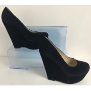 Wholesale One Off Joblot Of 8 KOI Couture Ladies Black Suede PU Wedge Heel Sizes 5-7 HR25