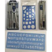 Wholesale One Off Joblot Of 479 Educational Stencils, Compasses & Compass Drawing Sets