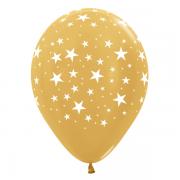 Wholesale Wholesale Joblot Of 30 Packs Of 25 Amscan Metallic Pearl Gold Star Balloons 12"