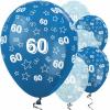 Wholesale Joblot Of 30 Packs Of 25 Amscan Blue 60th Birthday Balloons 12
