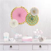 Wholesale Wholesale Joblot Of 30 Amscan Pastel And Gold Theme Paper Fans Decorations (Pack Of 4)
