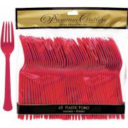 Wholesale Wholesale Joblot Of 24 Amscan Heavy Weight Red Plastic Forks (Pack Of 48)