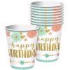 Wholesale Joblot Of 60 Amscan Boho Girl Happy Birthday Party Cups (Pack Of 8)