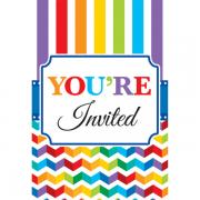 Wholesale Wholesale Joblot Of 30 Amscan Rainbow Invitation Cards (Pack Of 20)