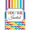 Wholesale Joblot Of 30 Amscan Rainbow Invitation Cards (Pack Of 20)