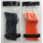 Wholesale Wholesale Joblot Of 40 Amscan Plastic Forks In Black And Orange (Pack Of 20)