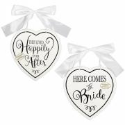 Wholesale One Off Joblot Of 36 Amscan Here Comes The Bride Reversible MDF Sign