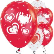Wholesale Wholesale Joblot Of 16 Packs Of 25 Amscan Polka Heart Balloons Red & White 12"