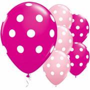 Wholesale Wholesale Joblot Of 20 Packs Of 25 Amscan Pink Polka Dot Balloon 12"