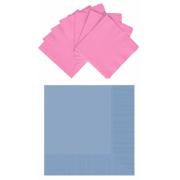 Wholesale One Off Joblot Of 48 Amscan Napkins Pastel Blue & New Pink (Packs Of 50 & 125)
