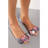PEEP TOE FLOWER APPLIQUE STRAP FLAT SHOES