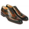 Paul Parkman Goodyear Welted Men's Brown &Green Oxford Shoes laced shoes wholesale