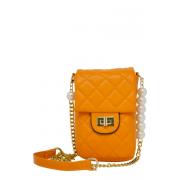 Wholesale Small Quilted Mobile Pouch With Pearl Chain