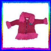 Wholesale Fair Trade Cotton Knit Jacket With Fluff Trim