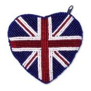Wholesale Union Jack Beaded Double Sided Heart Purse
