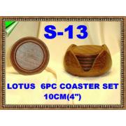 Wholesale Wooden Lotus 6pcs Coaster Sets