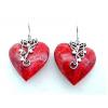 Silver Heart Coral Earrings wholesale