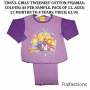 Wholesale Girls Tweenies Cotton Pyjamas