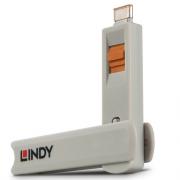 Wholesale Lindy USB Type C Port Blocker Key. Orange. 4pack