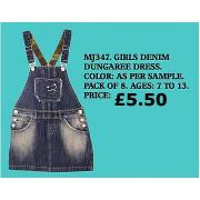 Wholesale Girls Denim Dungaree Dresses