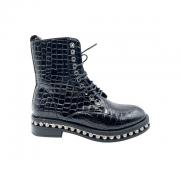 Wholesale  Laced Up Croc-Effect Hight Ankle Boots 