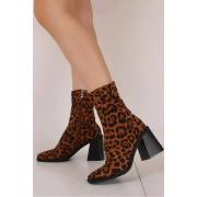 Wholesale Faux Suede Chunky Heeled Sock Ankle Boots