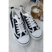 Wholesale Canvas Chunky Frayed Lace Trainer