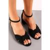 Ladies Suede Bow Knot Strap Midi Heels