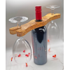 Olive Wood Wine Bottle And 2 Glass Holder