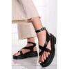 Hallux Toe Leather Look Chunky Sandal wholesale flip flops