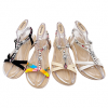 Flat Sandal With Silvery Beads & Floral Strap sandals wholesale