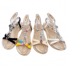 Flat Sandal With Silvery Beads & Floral Strap wholesale flip flops